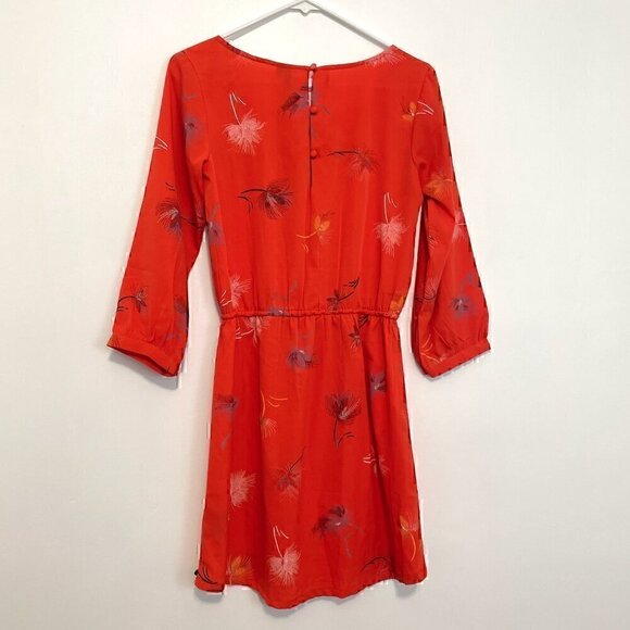 O'NEILL PACSUN Jules Shift Dress Red ish Floral 3/4 Sleeve Tie Waist Button Back - Picture 13 of 16